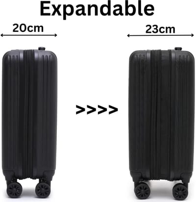 CabinFly Handbagage Koffer 55x40x20 – 23 cm – Uitbreidbare Capaciteit 40 – 45L – Voor Wizz Air / Transavia / Ryanair – 55x40x23 - Lichtgewicht Reiskoffer met Wielen & Slot – Zwart