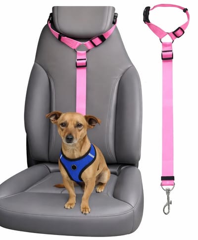 Hondengordel voor in de Auto I Verstelbaar I Hoofdsteun Gordel I Aurogordel Hond I Hondenriem I Roze