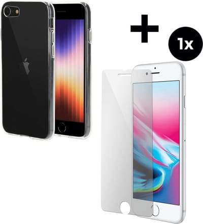 Mobiparts Classic TPU hoesje geschikt voor Apple iPhone 7 met 1 Screenprotector van Gehard Glas - Transparant