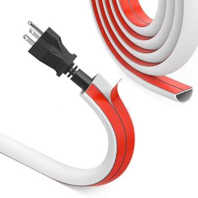 Mini kabeltrunking, halfronde kabelafdekking, enkele kabel netjes, zelfklevende tape kabelgoot om 1 draad te verbergen, flexibele koordhoes voor draden op muurvloer, wit, 15 × 10 mm - 10