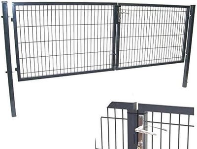 Dubbele Vleugelpoort - Tuinhek Poort - Perceel Afbakenen - Verstelbare Scharnieren - 300 x 140 cm - Antraciet