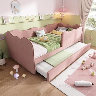 Kinderbed Uitschuifbaar - Kinderbank Bed - Kamer Inrichten - Ruimtebesparend Ontwerp - 90 x 190 cm - Roze