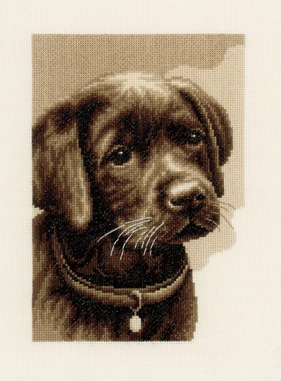 Vervaco - Telpakket kit - Sepia - Labrador pup - PN-0158080 - Borduren - Borduurpakket - Borduurpakket volwassenen
