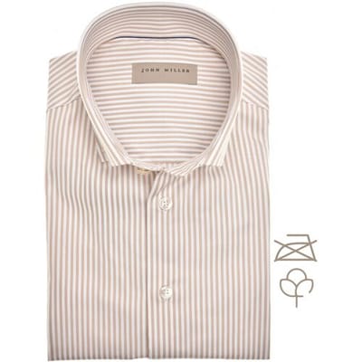 John Miller Overhemd Non-Iron Cotton Pinstripe Licht Bruin / male
