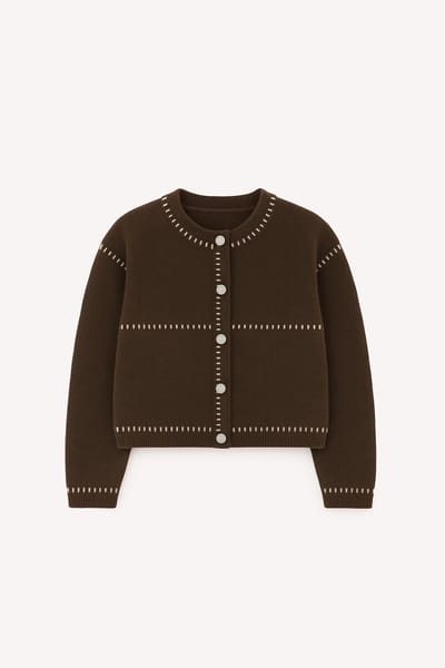 Touché Privé - Geborsteld vest met contrast - Bruin - Dames
