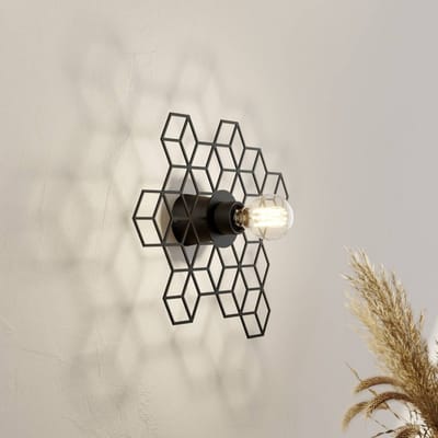 Lucande - Wandlamp design - 1licht - ijzer - H: 30.1 cm - E27 - zwart