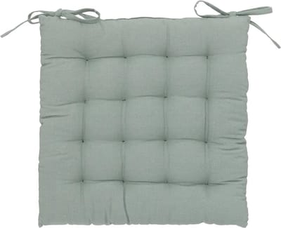 Atmosphera Stoelkussen Loria 38 x 38 cm - Met 2 lintjes - 100% katoen - Celadongroen
