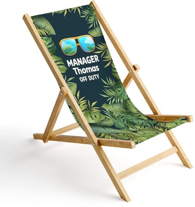 FEROCITY - Opklapbare ligstoel - Houten - strandstoel met afneembare hoes - 120 x 58 x 45 cm - Birke - Manager Vrije Dag