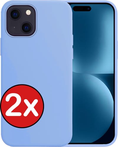 Hoesje - 2 Stuks - Geschikt voor Apple iPhone 15 - Sterk & Shockproof - Telefoonhoes - Back Cover - Case Siliconen - Telefoon Hoes - Lichtblauw