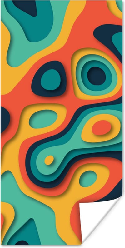 Poster Cirkel - Patronen - Kleuren - 80x160 cm