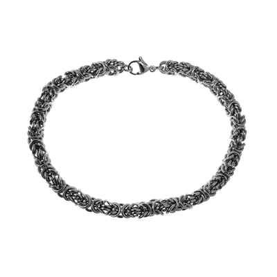 20cm x 6,5mm Koningsarmband Heren - Gepolijst RVS - Zilverkleur Byzantijnse Schakelarmband