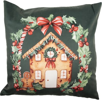 Clayre & Eef Kussenhoes 45x45 cm Groen Polyester Kerst