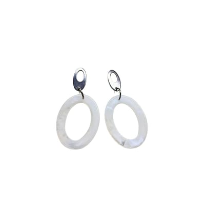 2 Love it LunaLoops - Oorbellen - Statement - Ovaal - Wit Zilverkleurig
