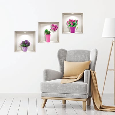 3D-stickers van tulpen, orchideeën en agapanthus, 40 x 120 cm