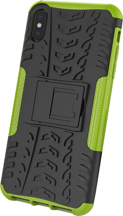 Peachy Shockproof Bandenprofiel hoesje TPU geschikt voor iPhone XS Max case - Zwart Groen Bescherming