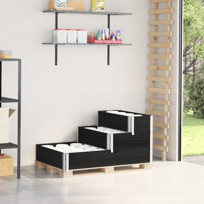 vidaXL - Verhoogde - plantenbak - 3-laags - 120x80 - cm - massief - grenenhout - zwart