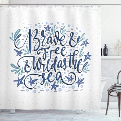 ABAKUHAUS Strandquote Douchegordijn – Sea Phrase – 175x180 cm – Meerkleurig