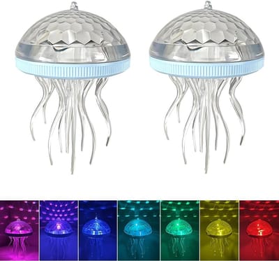 Drijvende zwembadverlichting met 7 kleuren, waterdichte solarlampen voor tuin en vijver, 2 stuks