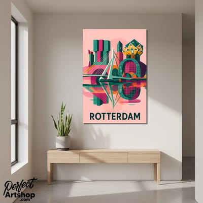 ROTTERDAM ABSTRACT 2 - Wanddecoratie 60x80 cm - Aluminium - Luxe Kunst aan de Muur