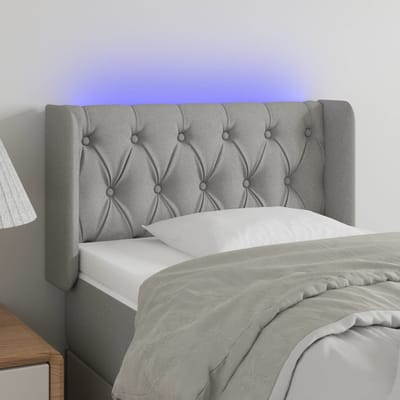 vidaXL - Hoofdbord - LED - 83x16x78/88 - cm - stof - lichtgrijs
