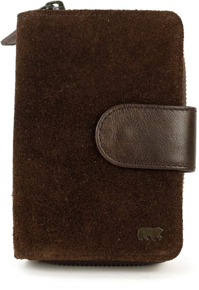 Bear Design Loet Suede Leren Ritsportemonnee - Bruin