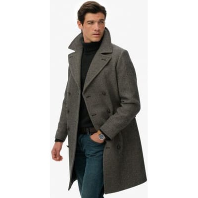 Superdry The Merchant Store - Wollen Lange Jas Black Grootte: S
