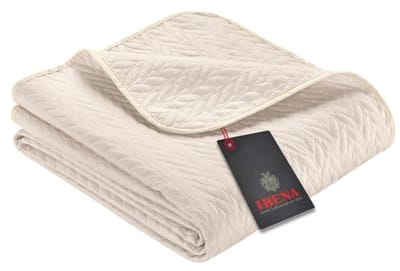 Beige Bedsprei 140x210 cm met Vlechtpatroon - Lichte Dekens voor Slaapkamer