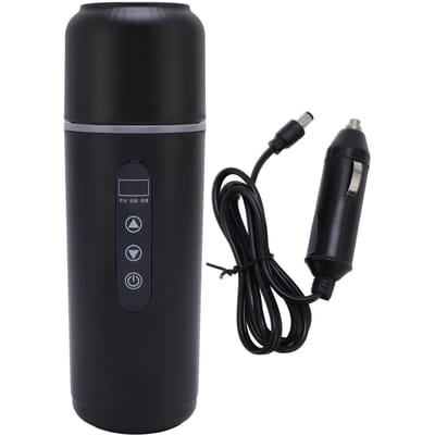 Draagbare Auto Verwarmingsbeker 500ml Reis Elektrische Waterkoker 12V 24V Draagbare Waterkoker Verwarmde Beker voor L zwart