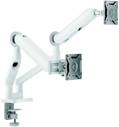 Alogic Glide Flexibele Monitor Arm Duo – Eenvoudige Positionering – Ondersteunt 17 tot 32 Monitoren – Geschikt voor Enkele of Dubbele Monitorconfiguraties - Wit