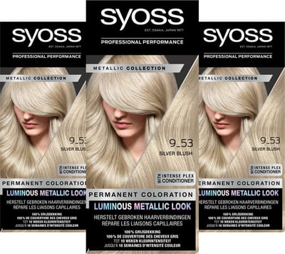 SYOSS Metallics 9-53 - Metallic Look - Permanente Haarverf - Haarkleuring - Grijsdekking - Voordeelverpakking - 3 Stuks