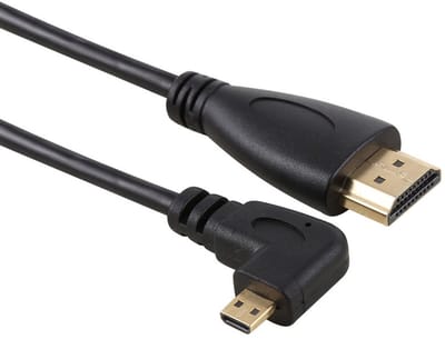 HDMI naar Micro HDMI Kabel - 50cm - 4K @ 60Hz - Haakse Aansluiting adapter Links – Goudvergulde Connectoren - zwart