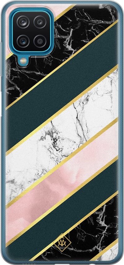 Casimoda® hoesje - Geschikt voor Samsung A12 - Marmer strepen - Backcover - Siliconen/TPU - Multi