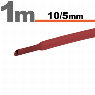 10× 1 Meter Krimpkous Rood 10 / 5 mm – 10 Stukken Van 1 Meter – Warmtekrimpbuis Voor Isolatie En Kabelbescherming – Geschikt Voor Elektrische Installaties En Reparaties [11023P]