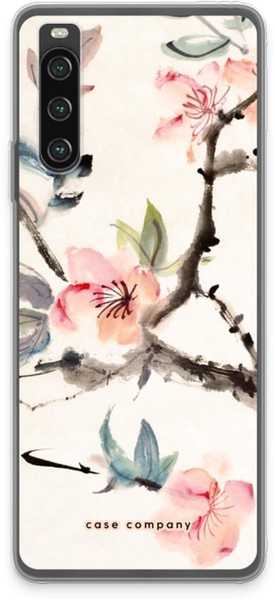 Case Company® - Hoesje geschikt voor Sony Xperia 10 IV hoesje - Japanse bloemen - Soft Cover Telefoonhoesje - Bescherming aan alle Kanten en Schermrand