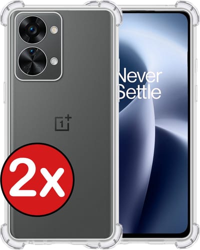 Hoesje - 2 Stuks - Geschikt voor OnePlus Nord 2T - Sterk & Shockproof - Back Cover - Siliconen Case - Telefoon Hoes Shock Proof - Telefoonhoes - Transparant