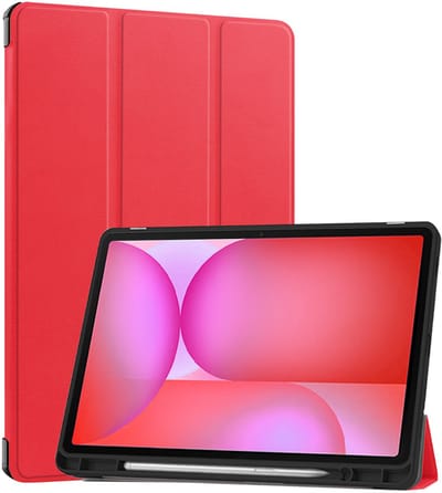 Hoes - Geschikt voor Samsung Galaxy Tab S10 Lite - Dun & Stevig - Trifold Bookcase - Hard Cover Case - Met Uitsparing Geschikt voor S Pen - Hardcover Book - Tablet Hoesje - Rood