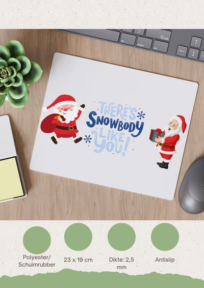 Akyol - kerst there's snowbody like you Muismat - Kerstmis - kerst beker - winter - kerst - christmas - kerst cadeau - 23 bij 19 cm