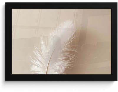 Poster in lijst - Fotolijst 30x20 cm - Posters - Veer - Minimalistisch - Roze - Posterlijst zwart - Decoratie - Wanddecoratie woonkamer - Muurdecoratie slaapkamer