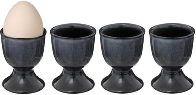 Secret de Gourmet Eierdopjes Blue Stone - set van 4x - donkerblauw - keramiek - 5 x 7 cm - voor ontbijt/brunch/pasen