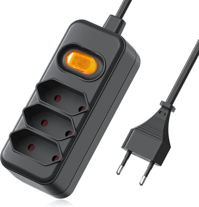 Verlengkabel met 3 Stopcontacten - Stekkerdoos Verdeler - Apparaten Aansluiten - Met Aan/Uit Schakelaar - 3 meter - Wit