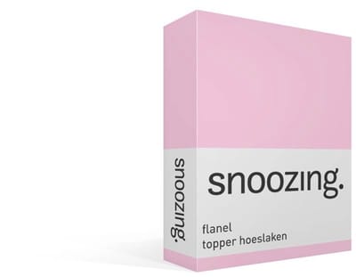 Snoozing - Flanel - Topper - Hoeslaken - Eenpersoons - 80/90x200 cm - Roze