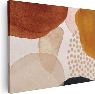 Artaza Canvas Schilderij Abstract Beige - 40x30 cm - Klein - Wanddecoratie Modern - Muurdecoratie Woonkamer - Kamer Accessoires Geometrisch