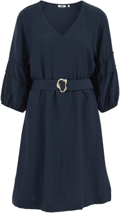 WE Fashion Dames jurk met ballonmouwen en ceintuur