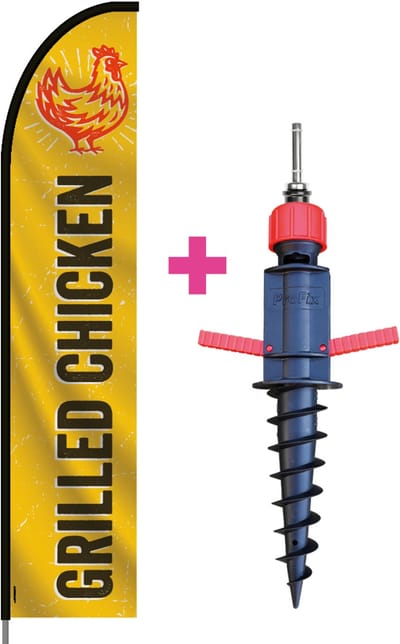 Beachflag - Grilled Chicken #1 - Vlag + Grondboor + Rotator + Hengelsysteem + Draagtas - Actievlag.nl