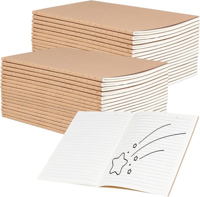 40 Stuks A5 Gelijnde Notitieblokken van Bruin Kraftpapier voor Notities, Journal en Memo's - 36 Vel, 72 Pagina's