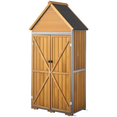 VEVOR Houten Tuinschuur, Gereedschapsschuur met Afsluitbare Deuren, Tuinschuur met Planken & Vloer, Gereedschapsschuur, Tuingereedschapsschuur, Gereedschapskast voor Terras, Tuin/Gazon, 76x43x171 cm