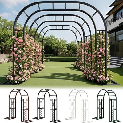 Rozenboog Metaal - Tuinboog Pergola - Klimplanten Ondersteunen - Robuuste Stevige Basis - 180cm X 230cm - Groen