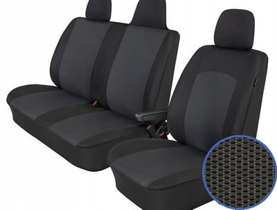 COMFORT Autostoelhoes Set - Op maat gemaakt voor Opel Combo E VAN vanaf 2018 - 3-persoons (2+1) - Jacquard & Polyester - T06 Antraciet/Zwart