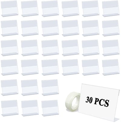 Dailygoods- Kaarthouder 30 Stuks - Transparante Badgehouder - Prijsetiket Houder - Display Houder - Geschikt voor Supermarkten - 7,5x6x2,8cm - Prijslabelhouder