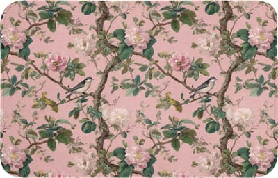 WC mat 80x50 cm - Antislip - Pioenrozen - Botanisch - Vogel - Toiletmat - Vloermat - Douchemat - Toilet tapijt - Toiletmatten